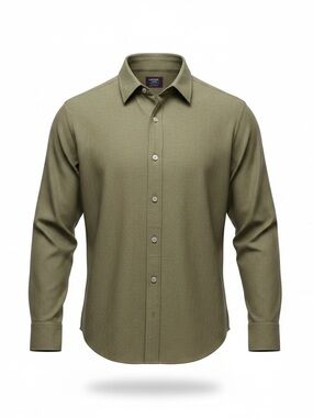 UNTUCKit Veneto WF Mens Medium Green Textured Button Up Shirt Regular Fit